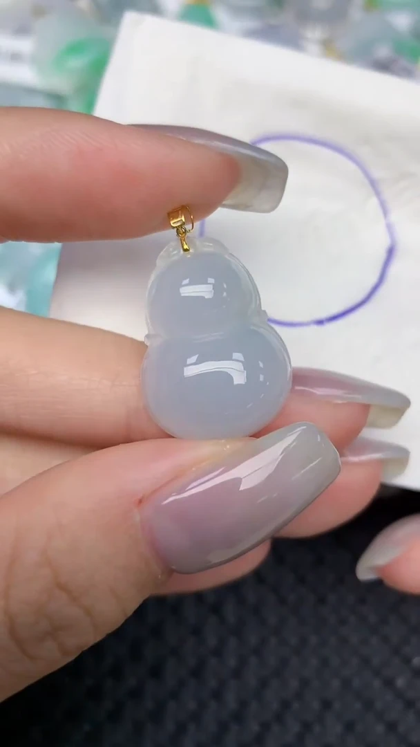 颈饰18K金镶嵌翡翠天然缅甸翡翠a货百元以上9元证书费自理