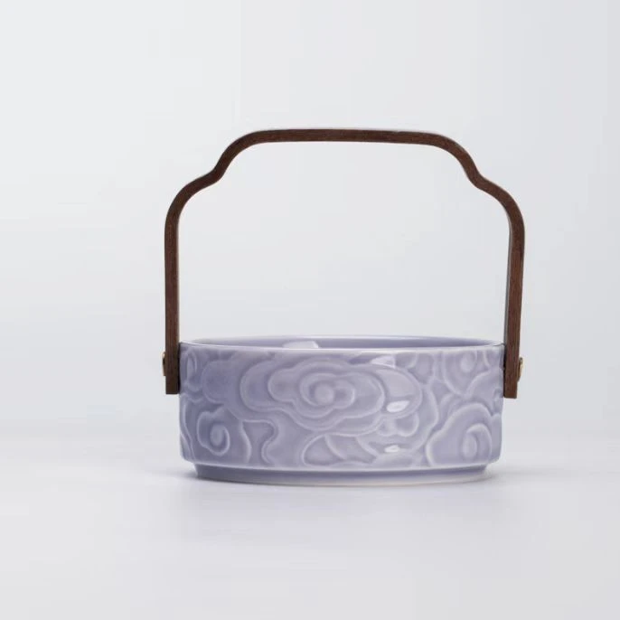 祥云紫色提梁果篮