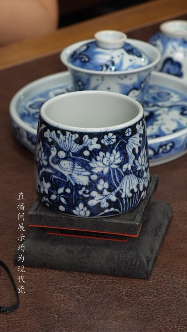 素月明河一鹭火山杯（洒蓝）