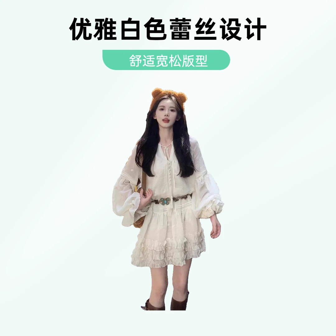 】一颗甜桃yikett《克莱蒙公路》灯笼袖连衣裙女氛围感穿搭气质秋