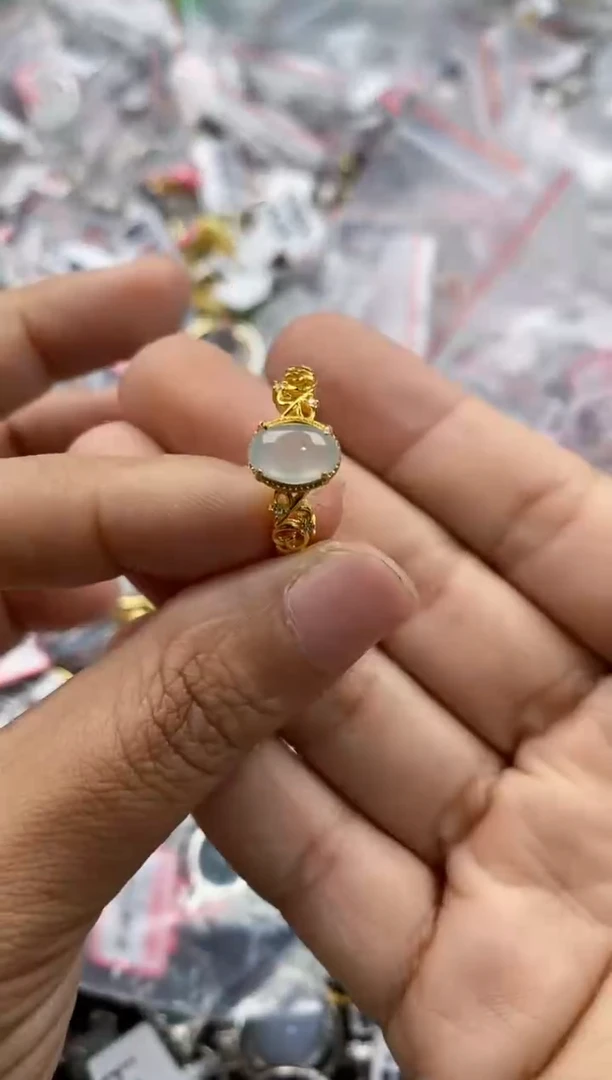 银S925镶嵌戒指翡翠555                91
