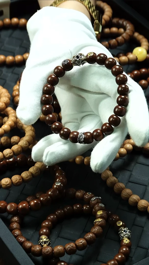 手串猴头核桃锦瑟专拍-定制 金logo+银蛇+银蛇珠 9+