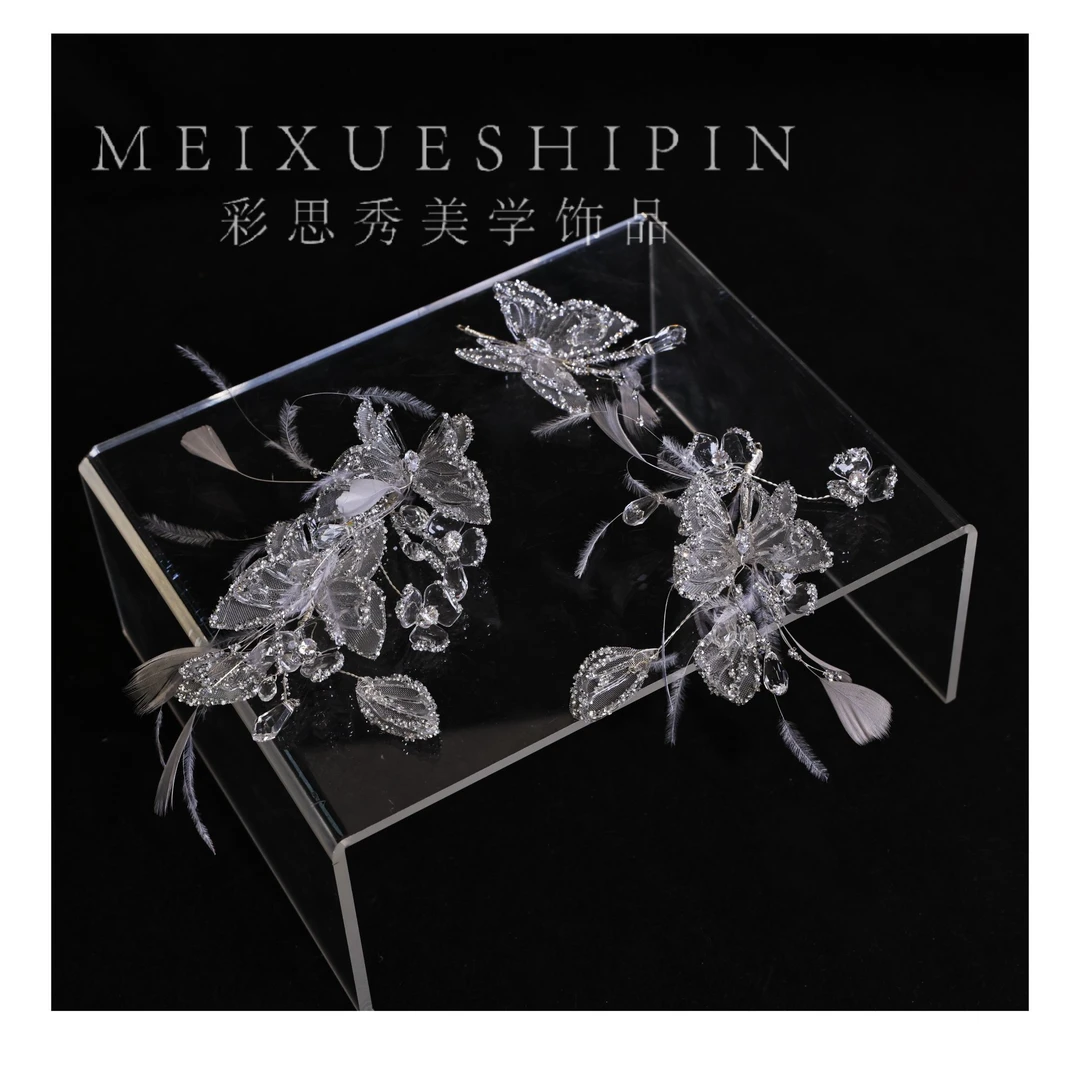 T7093新款新娘头饰高级边夹蝴蝶发夹结婚发饰品