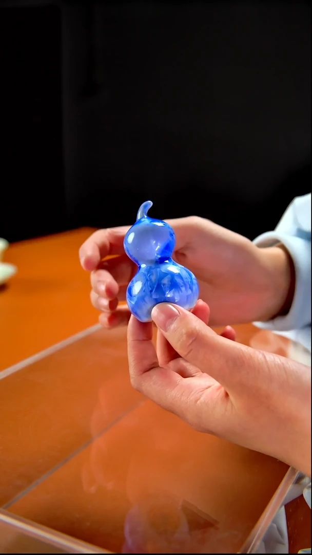 其他陶瓷《言泥陶瓷》羊脂玉系列  窑变结晶釉小葫芦茶宠