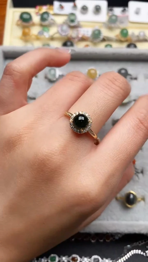 【闪购商品】翡翠戒指银S925镶嵌555555555+6