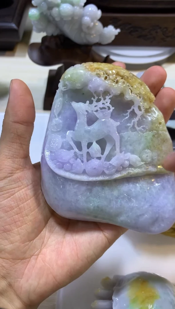 未镶嵌挂件翡翠猫*翡翠摆件