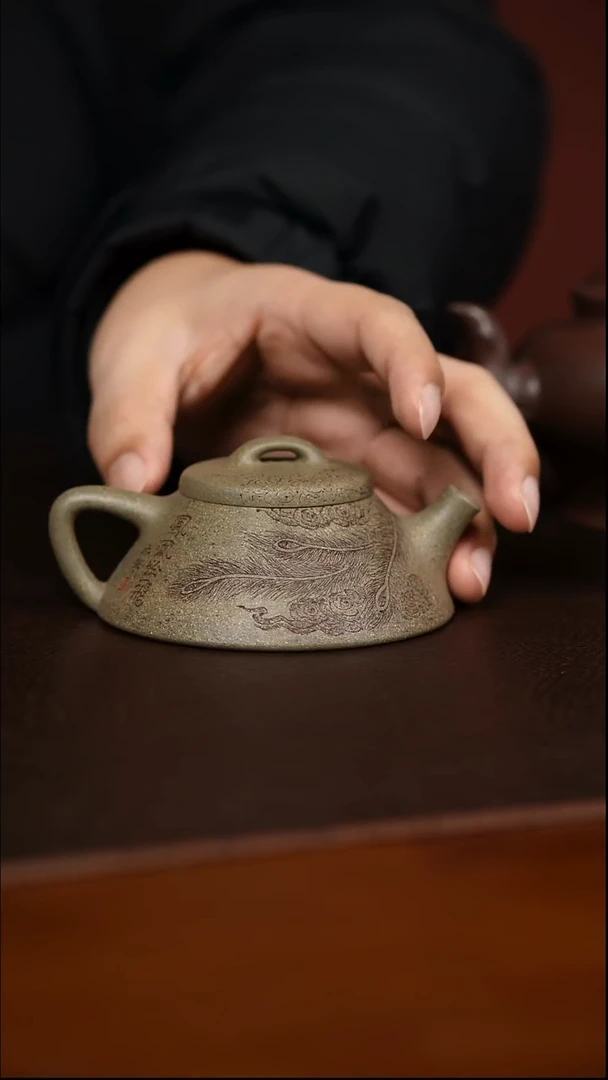 茶壶紫砂大福利凤凰精刻120cc青段文启瓢
