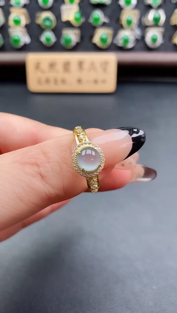 银S925镶嵌戒指翡翠1