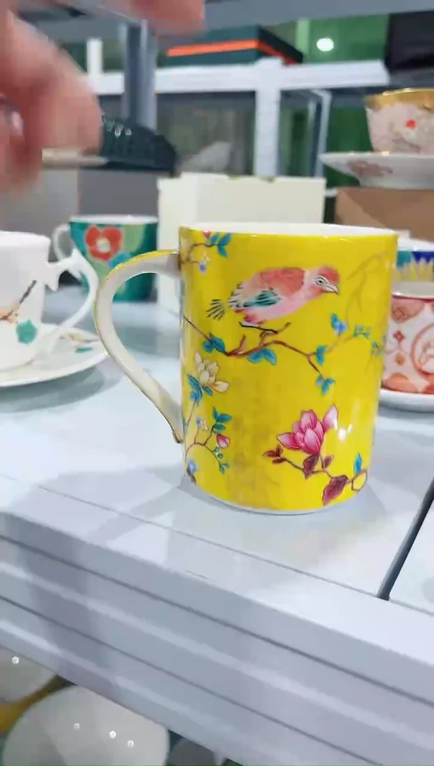 瓷片陶瓷（简装）鸟语花香马克杯一个