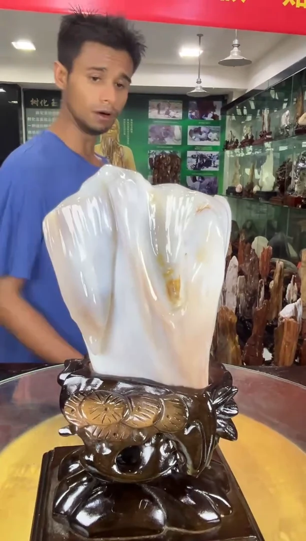 缅甸天然树化玉摆件