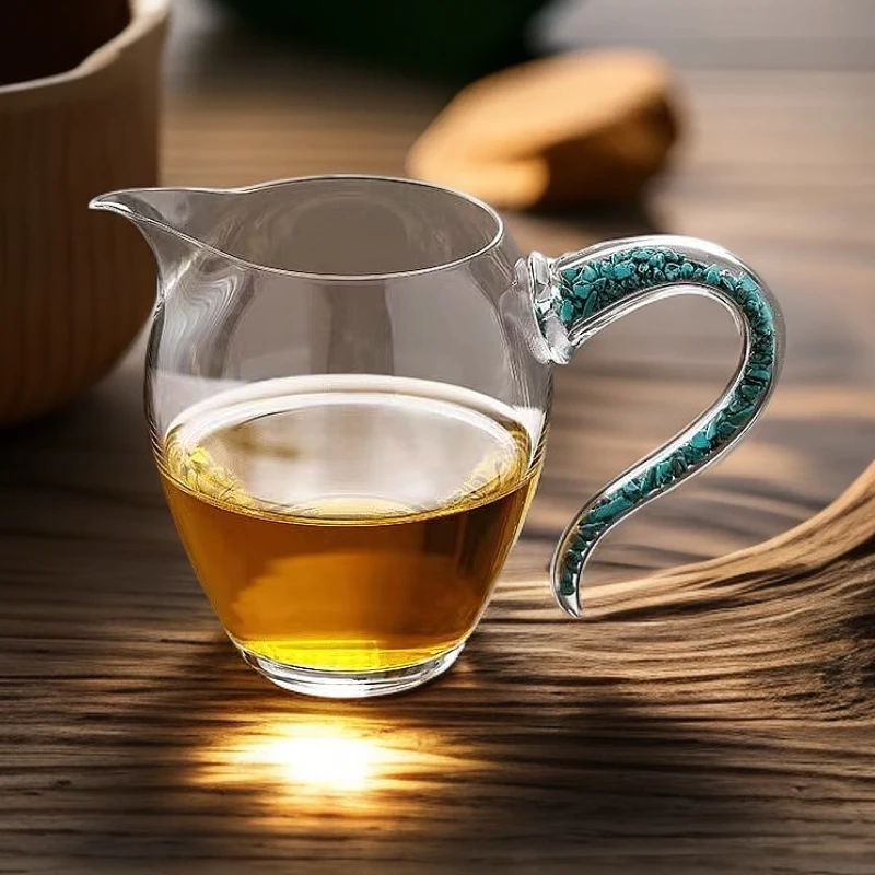 绿松石公道杯透明耐热高温加厚一体水晶公道杯L5