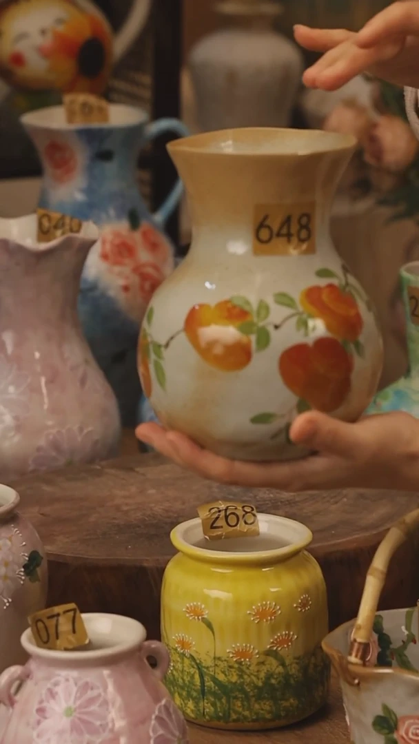 陶瓷景德镇设计师手作花器摆件侘寂风@M648@
