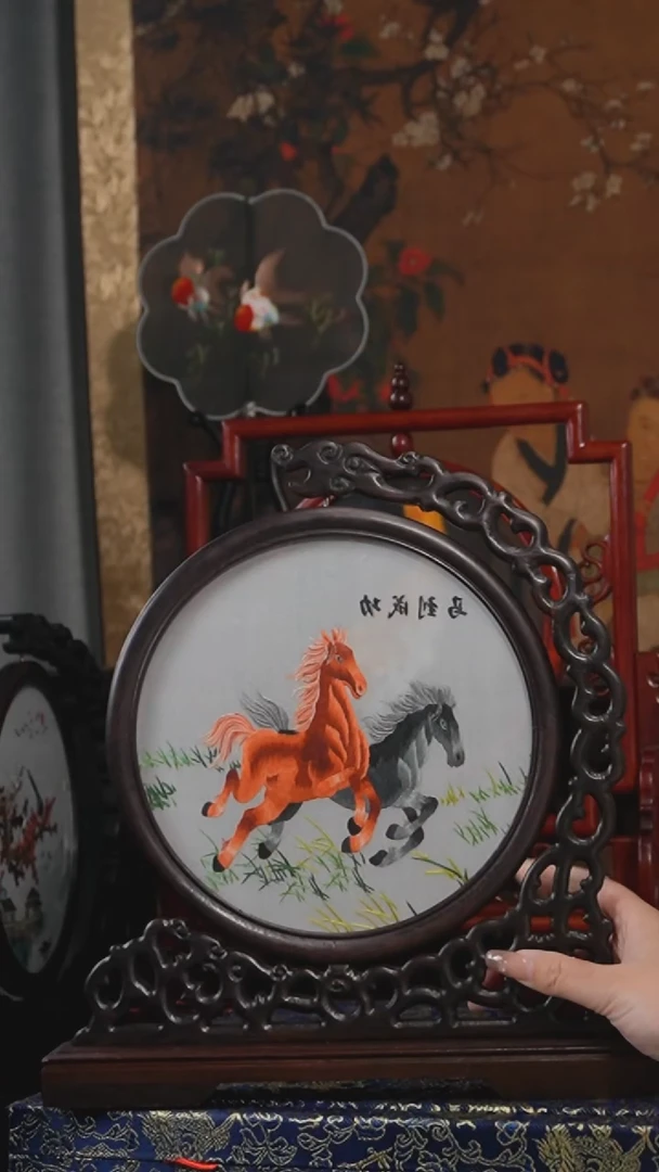 刺绣摆件摆台-绣花非遗