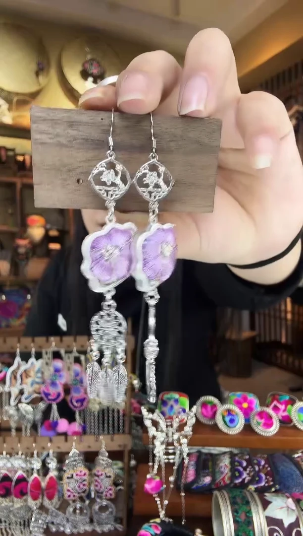 刺绣非遗刺绣民族风耳环