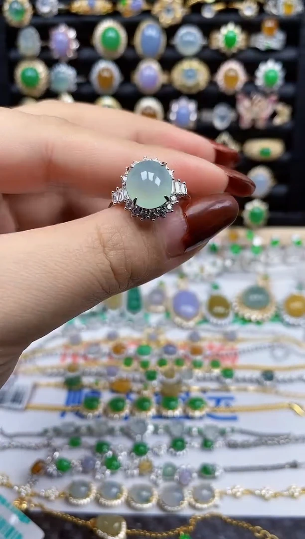 银S925镶嵌戒指翡翠8437