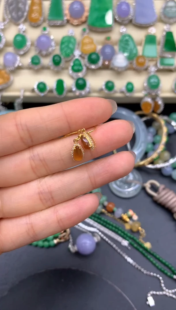【闪购商品】翡翠耳饰18K金镶嵌151-中国好珍宝