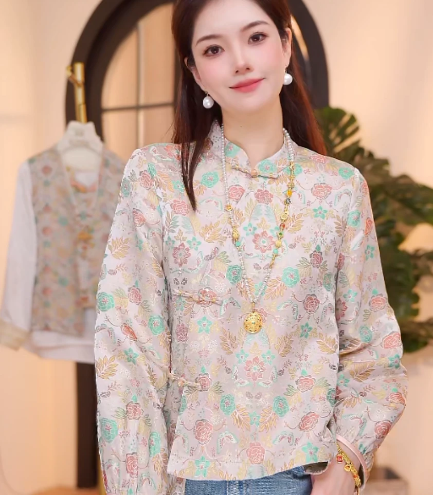 《珊珊定制》莫奈花园新中式国风时尚百搭衬衣6377