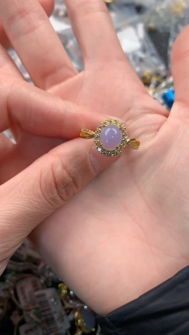 银S925镶嵌戒指翡翠5                    5