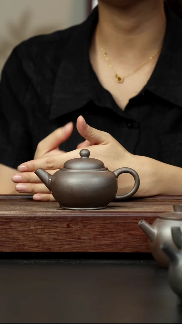 紫砂茶壶岩中泥三拼 嵌盖巨轮