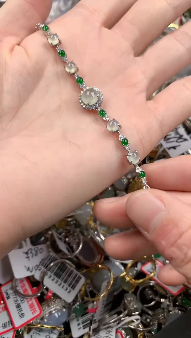 银S925镶嵌戒指翡翠444   1