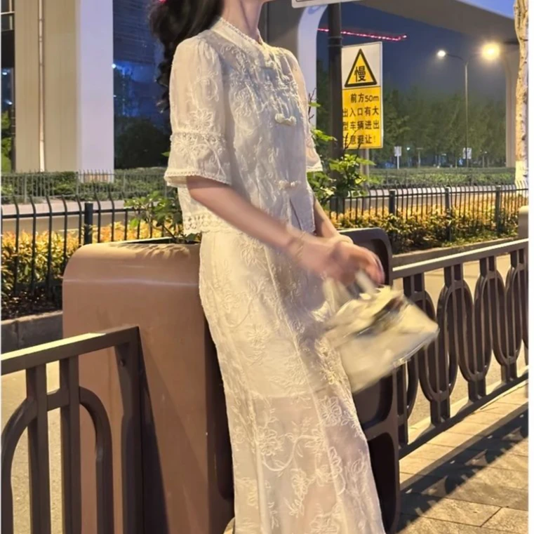 新中式国风套装女2025夏季重工刺绣国风气质减龄温柔小香风两件套