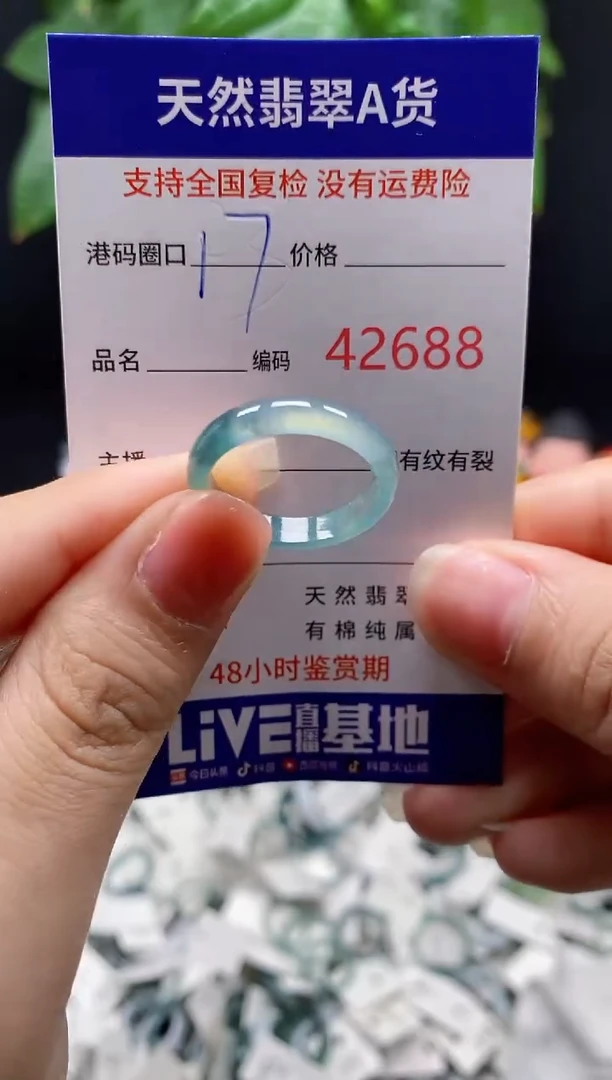 翡翠戒指未镶嵌 天然翡翠戒圈2688