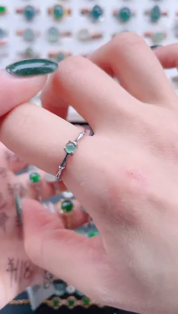 银S925镶嵌戒指翡翠天然翡翠