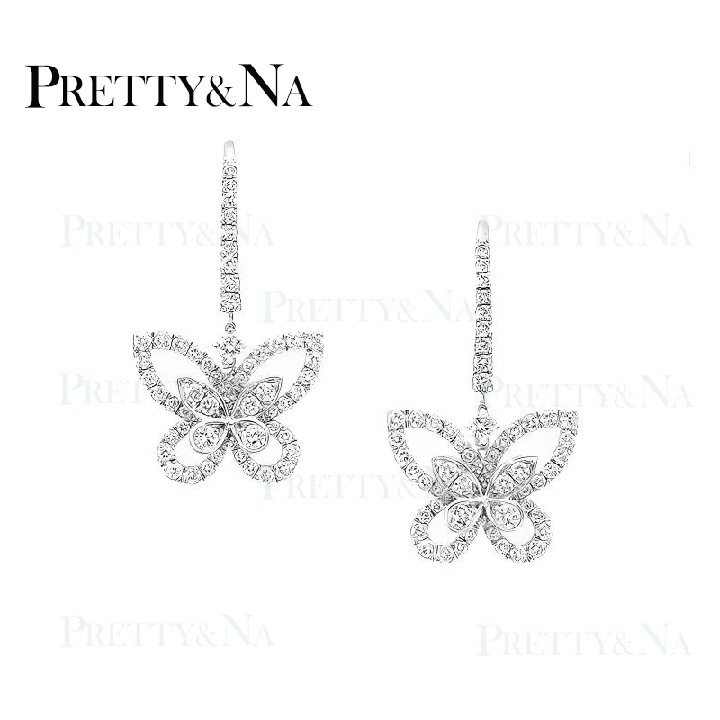 925银莫桑石耳饰 蝴蝶镶钻原创耳饰超仙甜美耳坠百搭气质饰品女