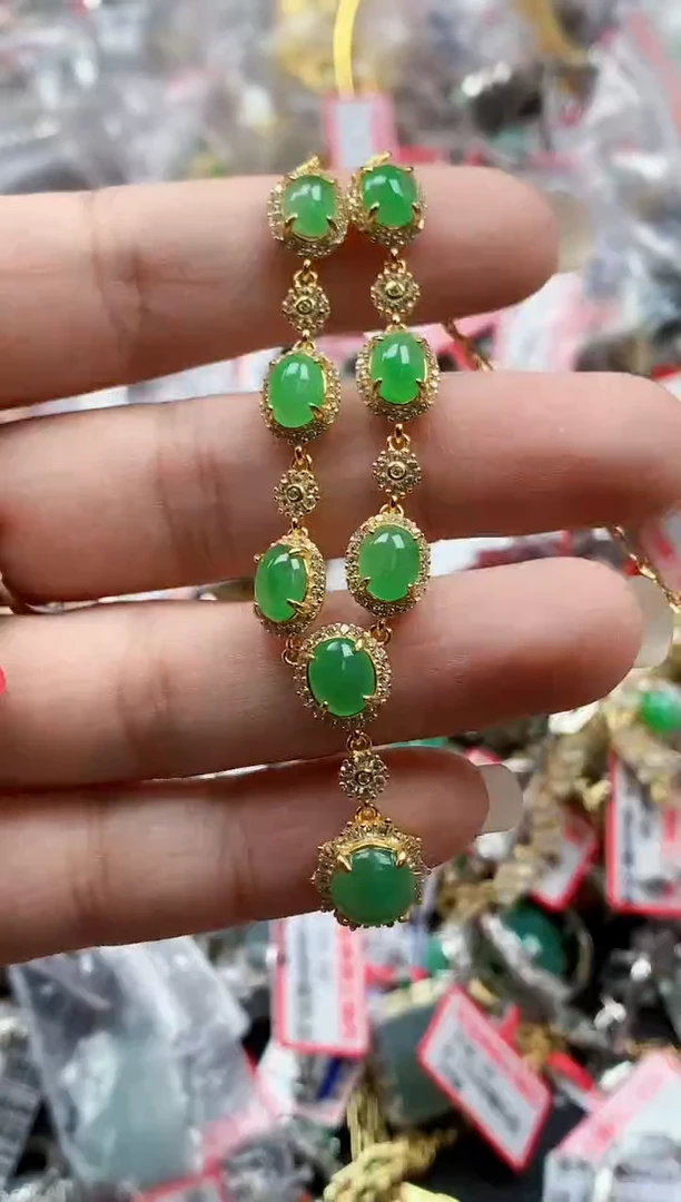 银S925镶嵌戒指翡翠天然A货缅甸翡翠