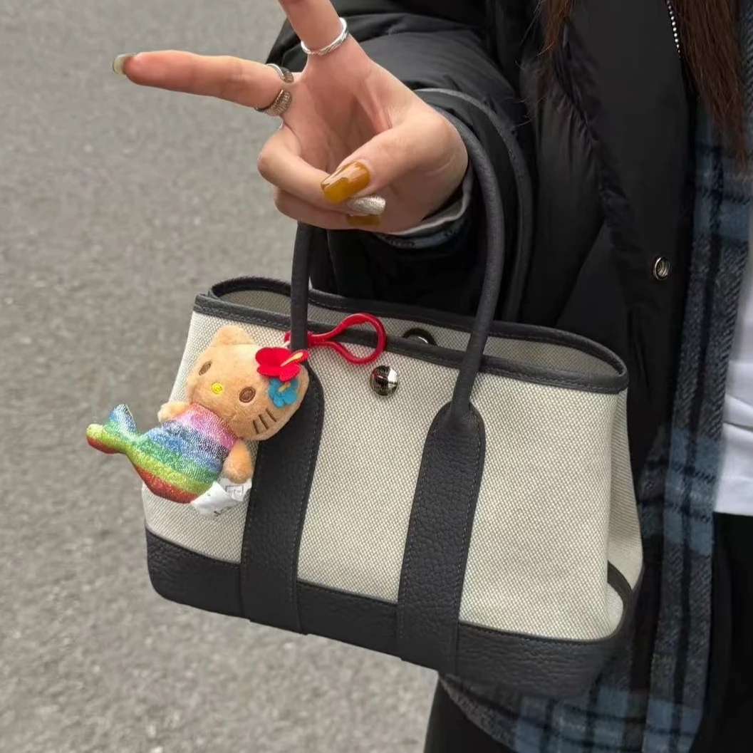 全新未使用 Hermes/爱马仕 青奢荟/花园迷你石板灰手提包/68437