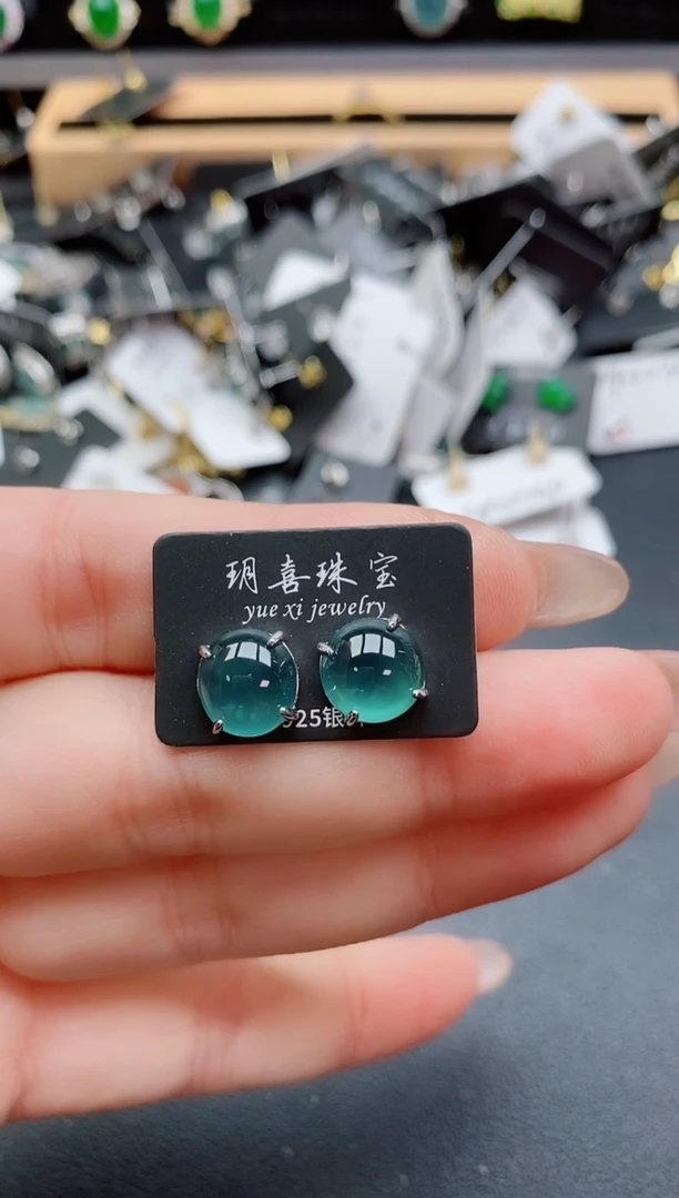 银S925镶嵌戒指翡翠1