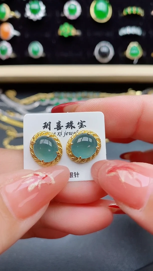 【闪购商品】翡翠耳饰银S925镶嵌50805508