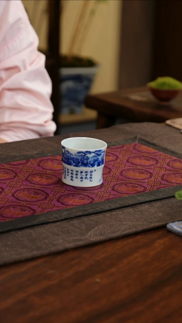 杯子柴窰MSYM山水竹节杯