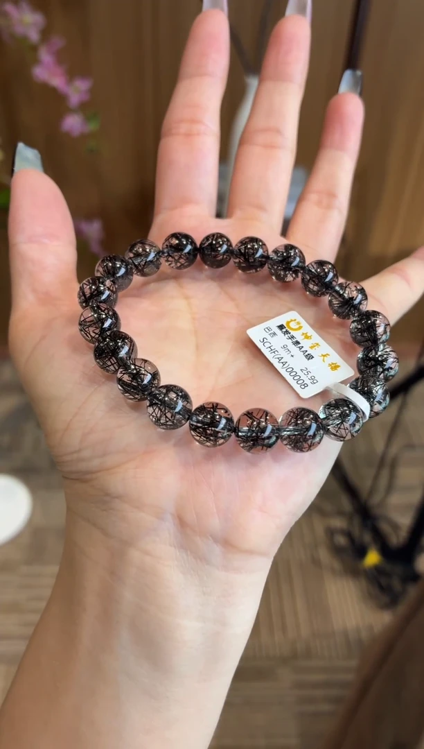 未镶嵌手串发晶殿堂级别黑发手串9m+