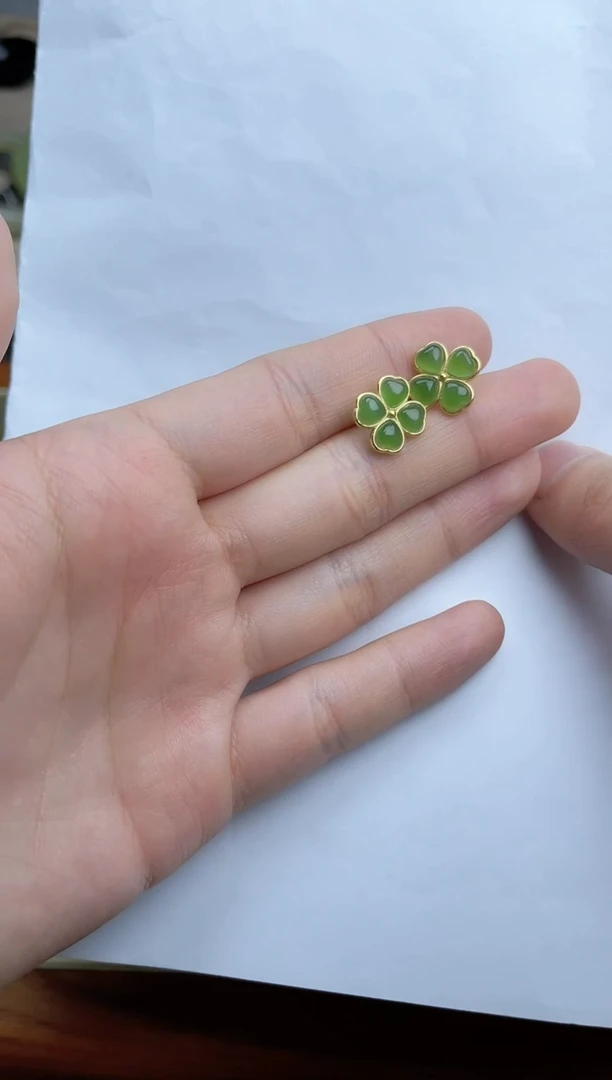 【闪购商品】和田玉耳饰银S925镶嵌耳饰kk