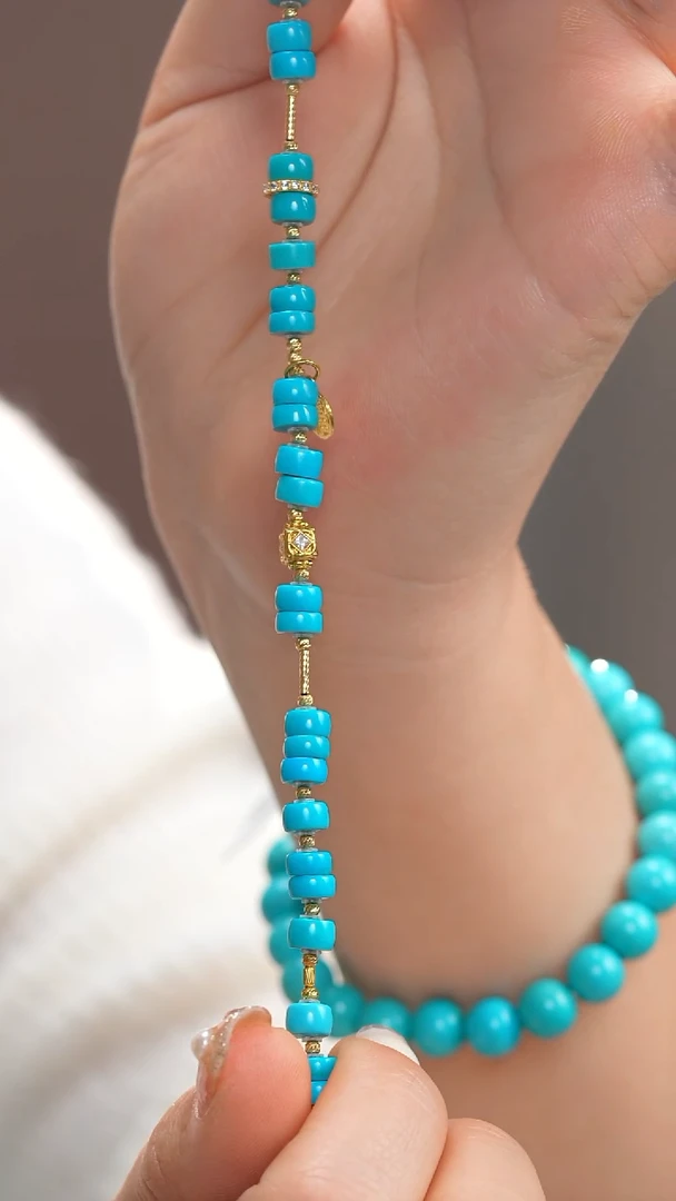 18K金镶嵌绿松石手链1