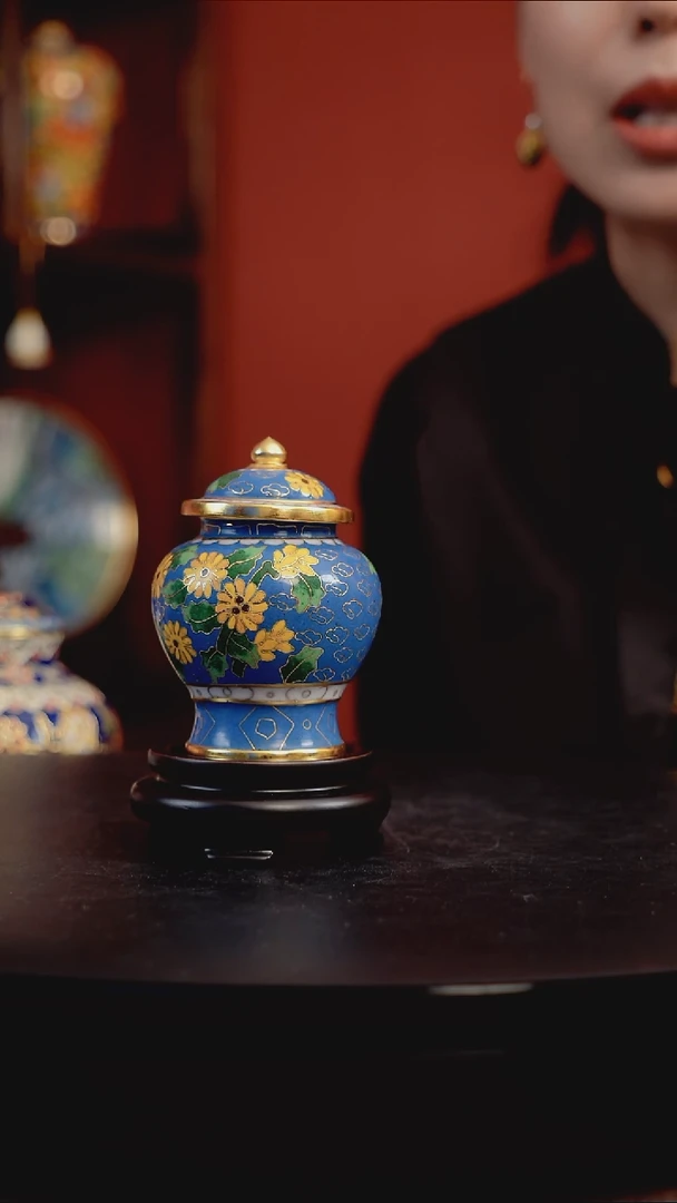 小雏菊纹饰将军罐 非遗珐琅 手工艺