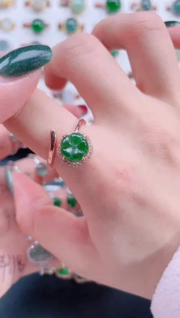 银S925镶嵌戒指翡翠天然翡翠