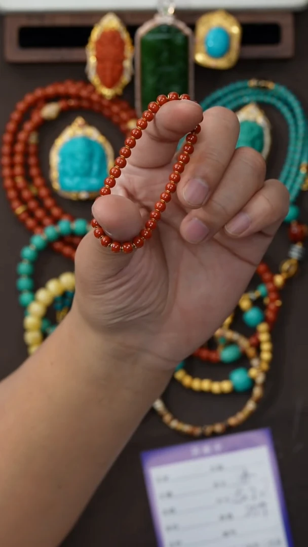 18K金镶嵌手串南红玛瑙滑*南红手串