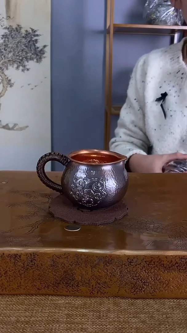 不二银工紫铜公道杯