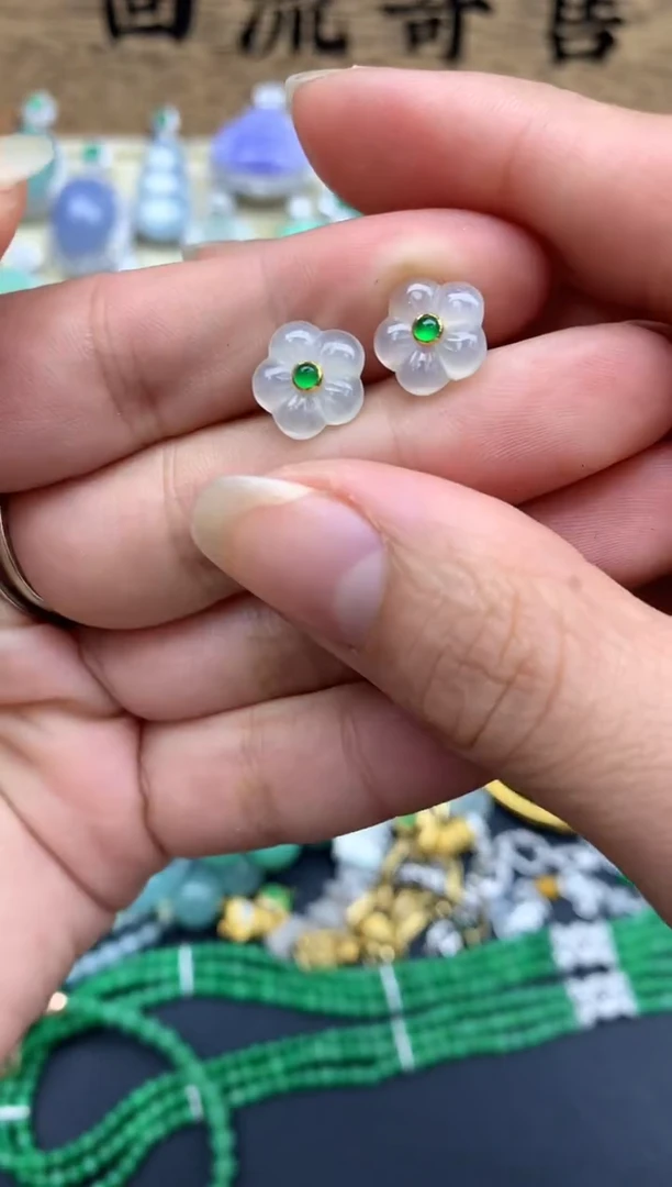 【闪购商品】翡翠耳饰18K金镶嵌439-中国好珍宝