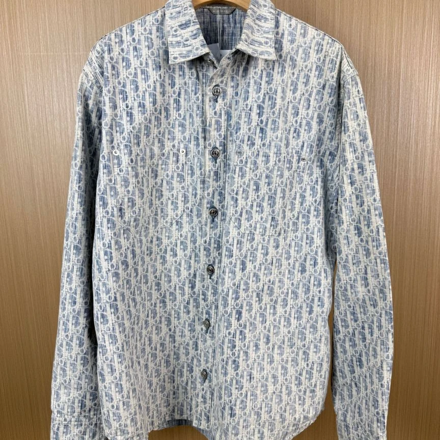 99新 DIOR/迪奥 蓝色棉质满印牛仔衬衫 37 16325797