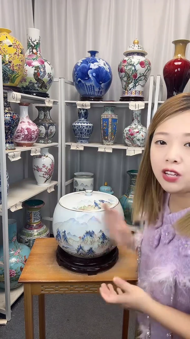 摆件陶瓷景德镇孙绍平老师米缸带证书送底座