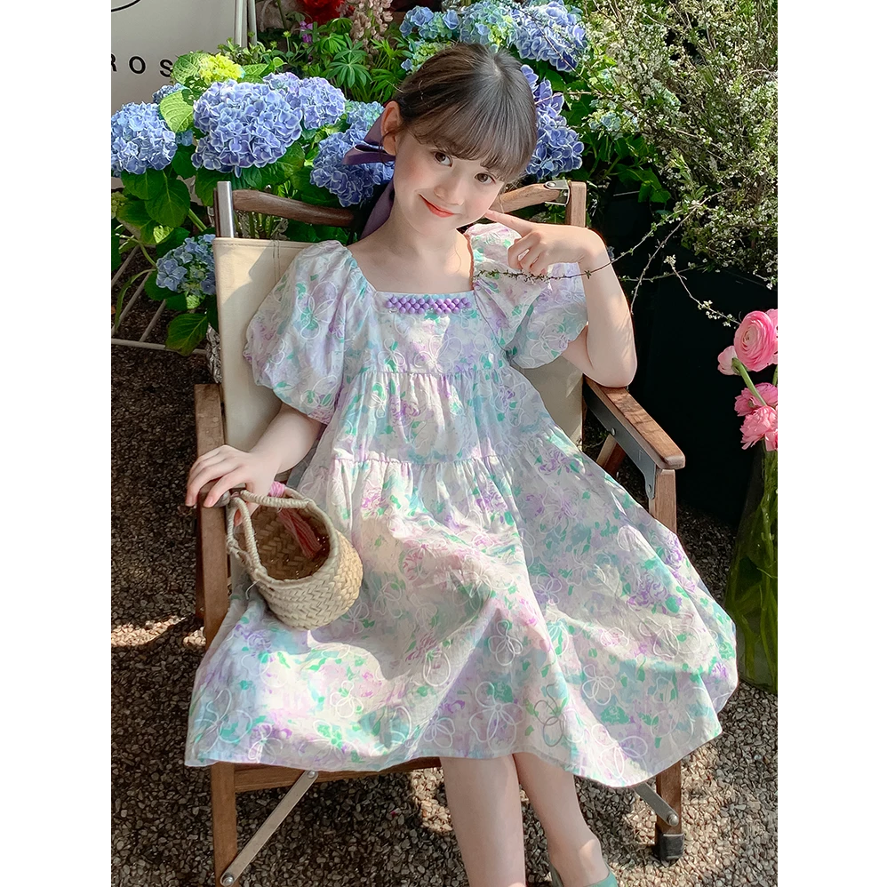 女童夏季连衣裙2025新款纯棉高级感儿童夏款公主裙小女孩夏装裙子