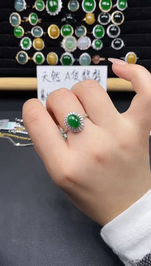 银S925镶嵌戒指翡翠111
