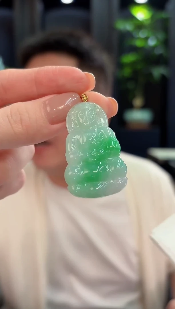 吊坠(不含链)18K金镶嵌翡翠 缅甸A货/支持复检/一件
