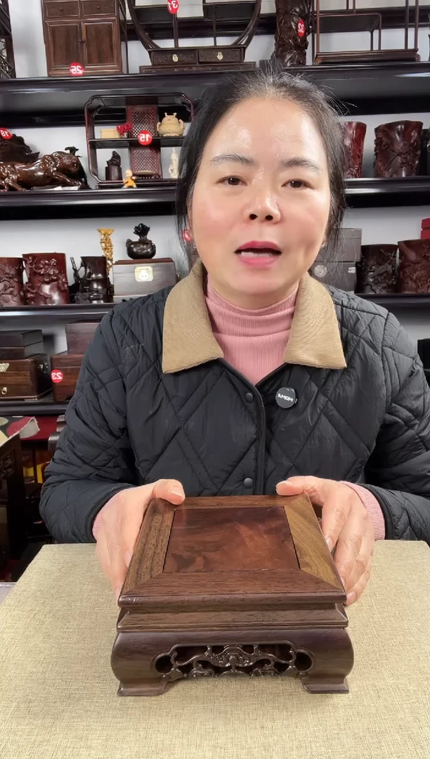 木老李红木工艺品灵芝正方