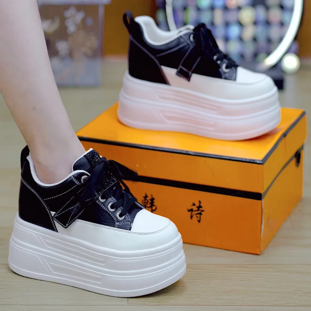 9cm魔术贴厚底小白鞋2025秋季新款时尚休闲百搭松糕休闲板鞋