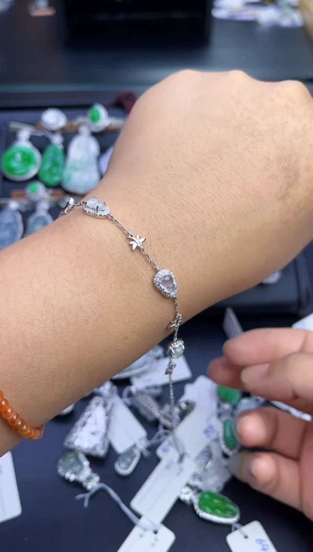 银S925镶嵌手链翡翠多人