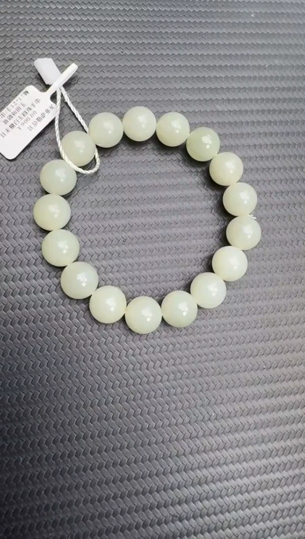 未镶嵌手串和田玉且末微色差糖白卡12手串